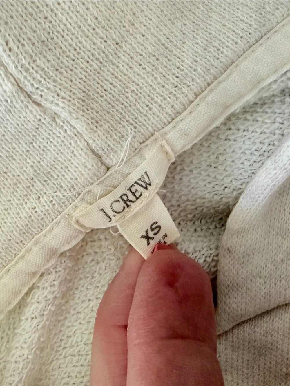J.Crew XS Ivory Cotton  Lightweight Hoodie ,Pockets Beach, XS